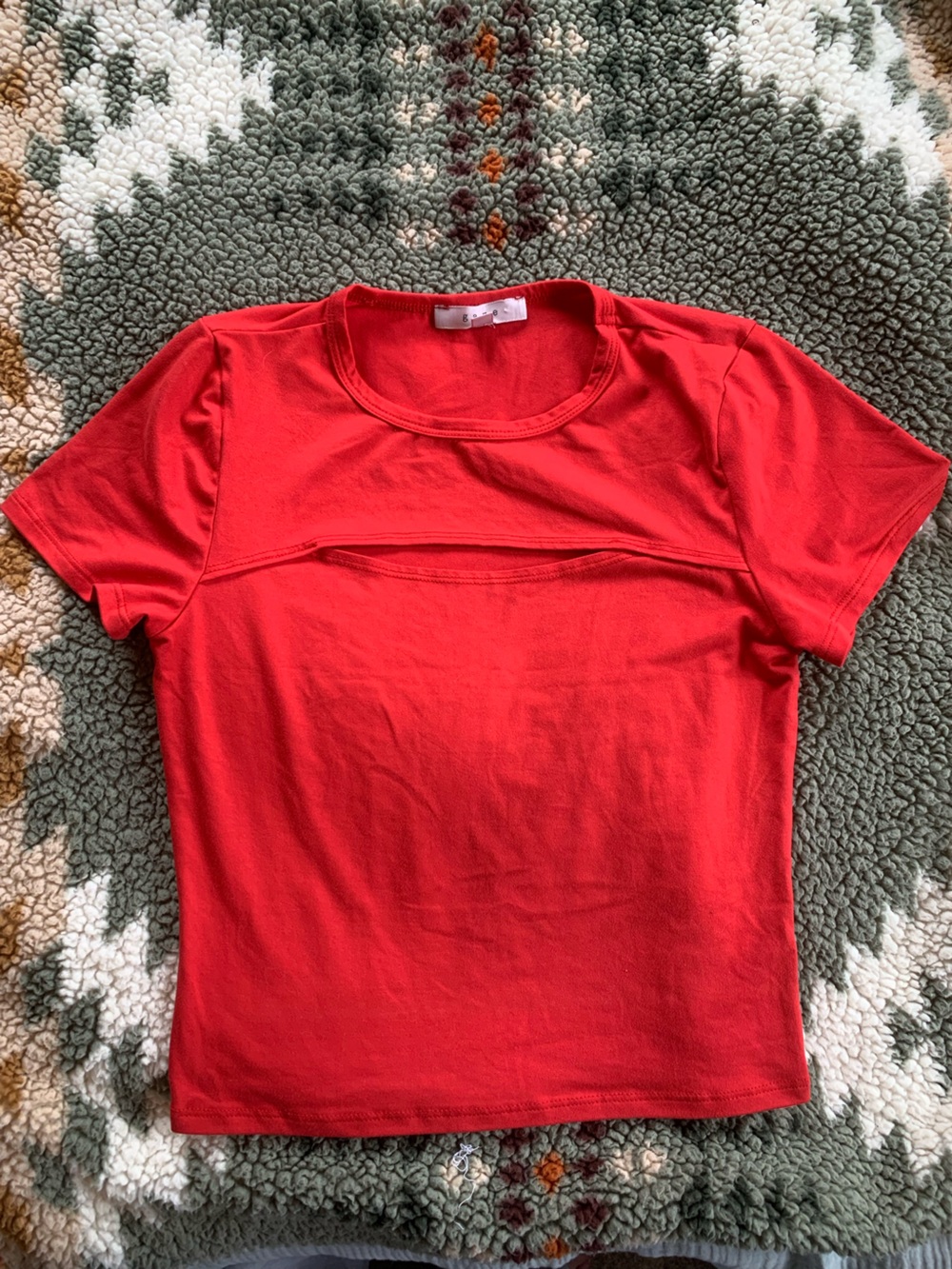 Women’s Short-Sleeve Red Top with open chest design